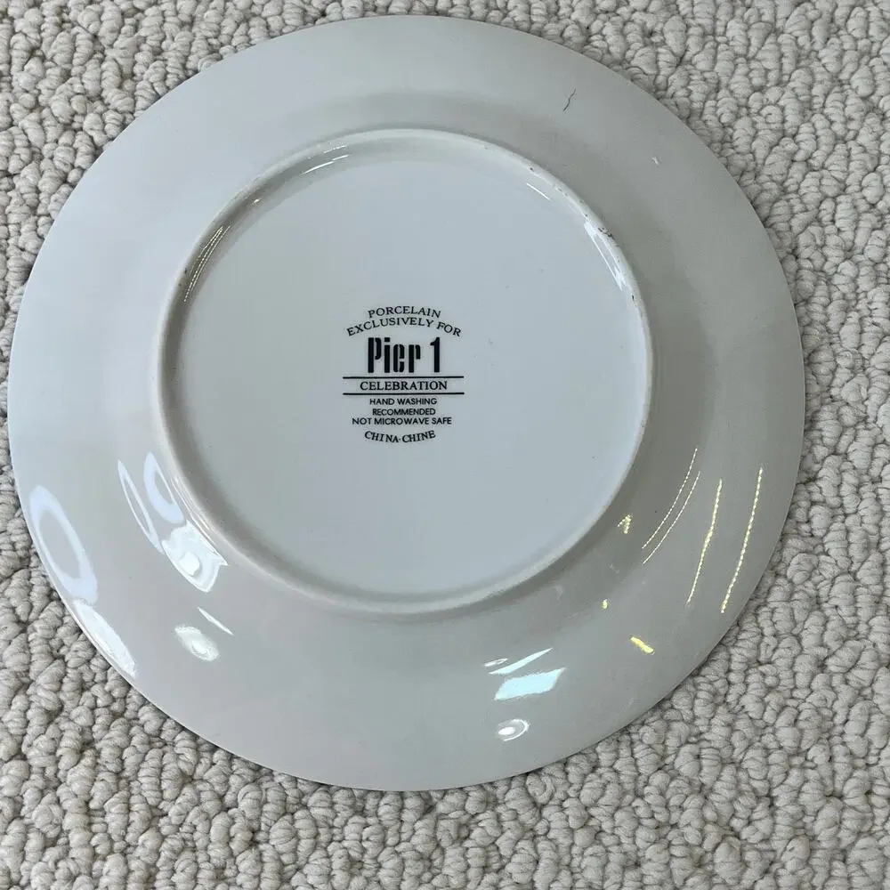 Accent China Salad Plates Celebration Pier 1 Blue Star/Red Star 7 5/8